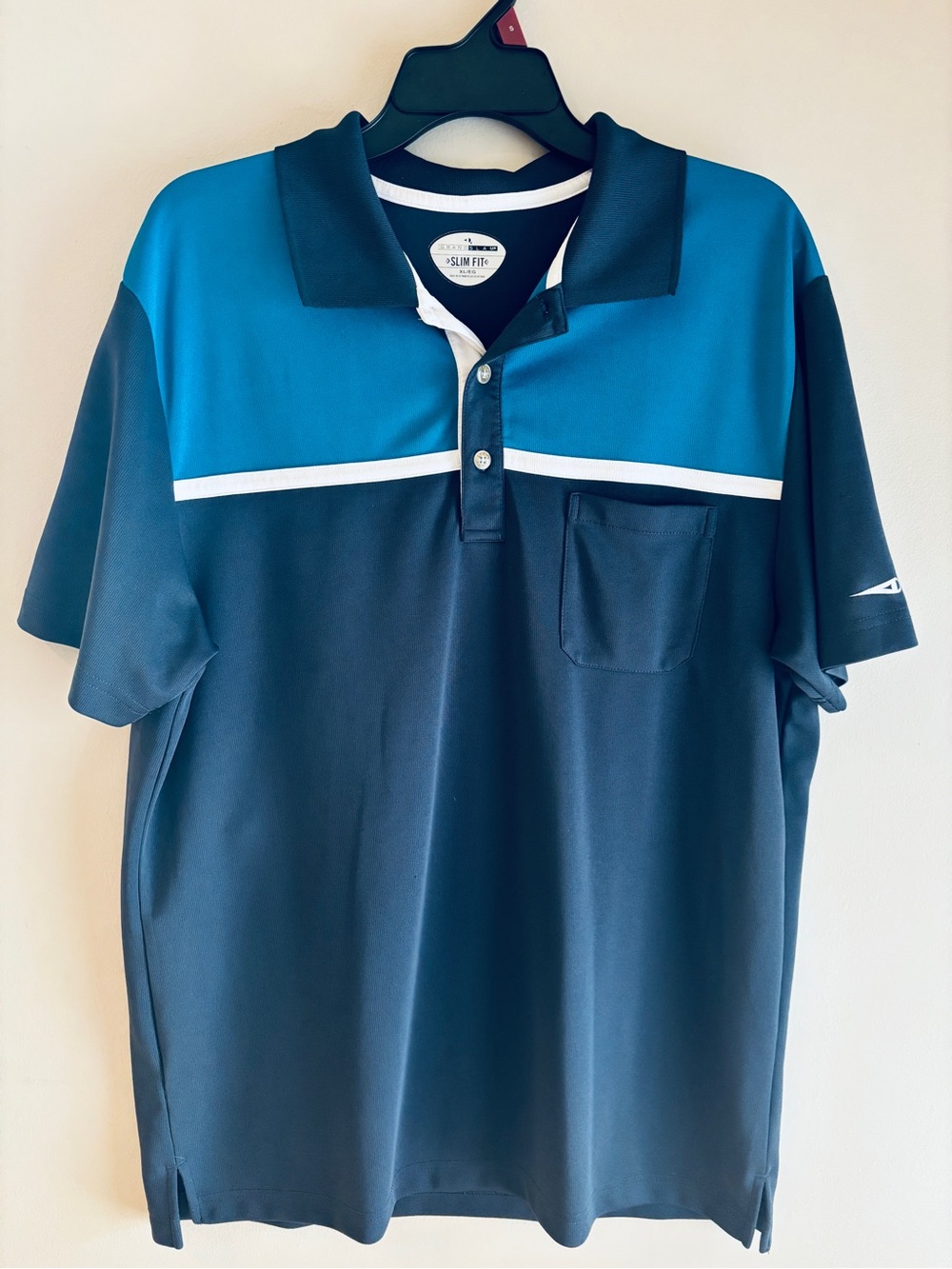 Grand Slam Two-Tone Teal and Navy Polo with Chest Pocket - XL